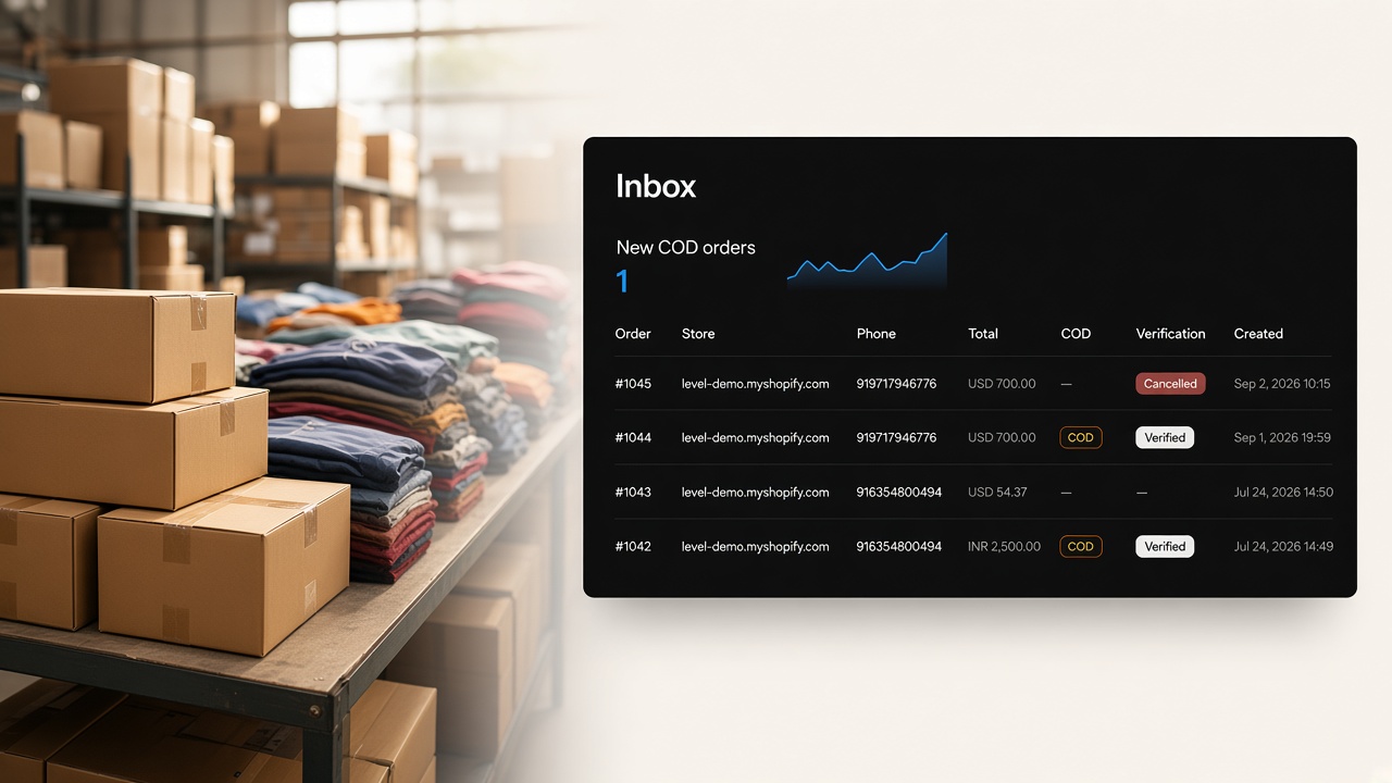 Level COD inbox with verified and cancelled orders